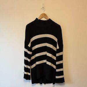 Only Black and Cream Striped Turtleneck Sweater